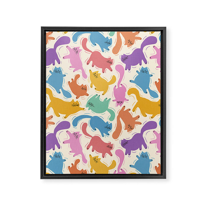 Rainbow Cats Framed Canvas Print Gallery Image 1