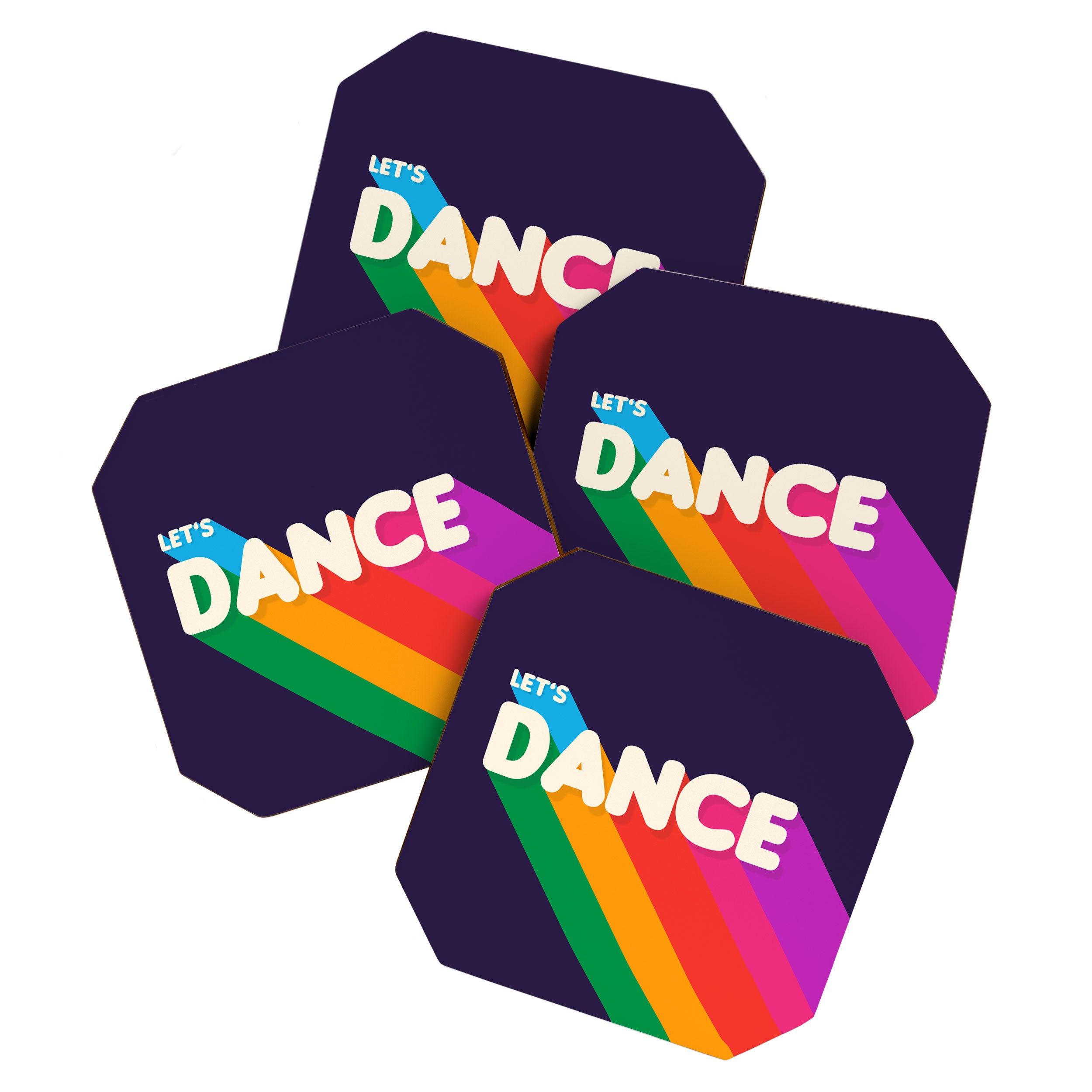 RAINBOW DANCE TYPOGRAPHY- let's dance Coaster Gallery Image 1