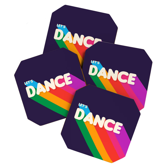 RAINBOW DANCE TYPOGRAPHY- let's dance Coaster Gallery Image 1