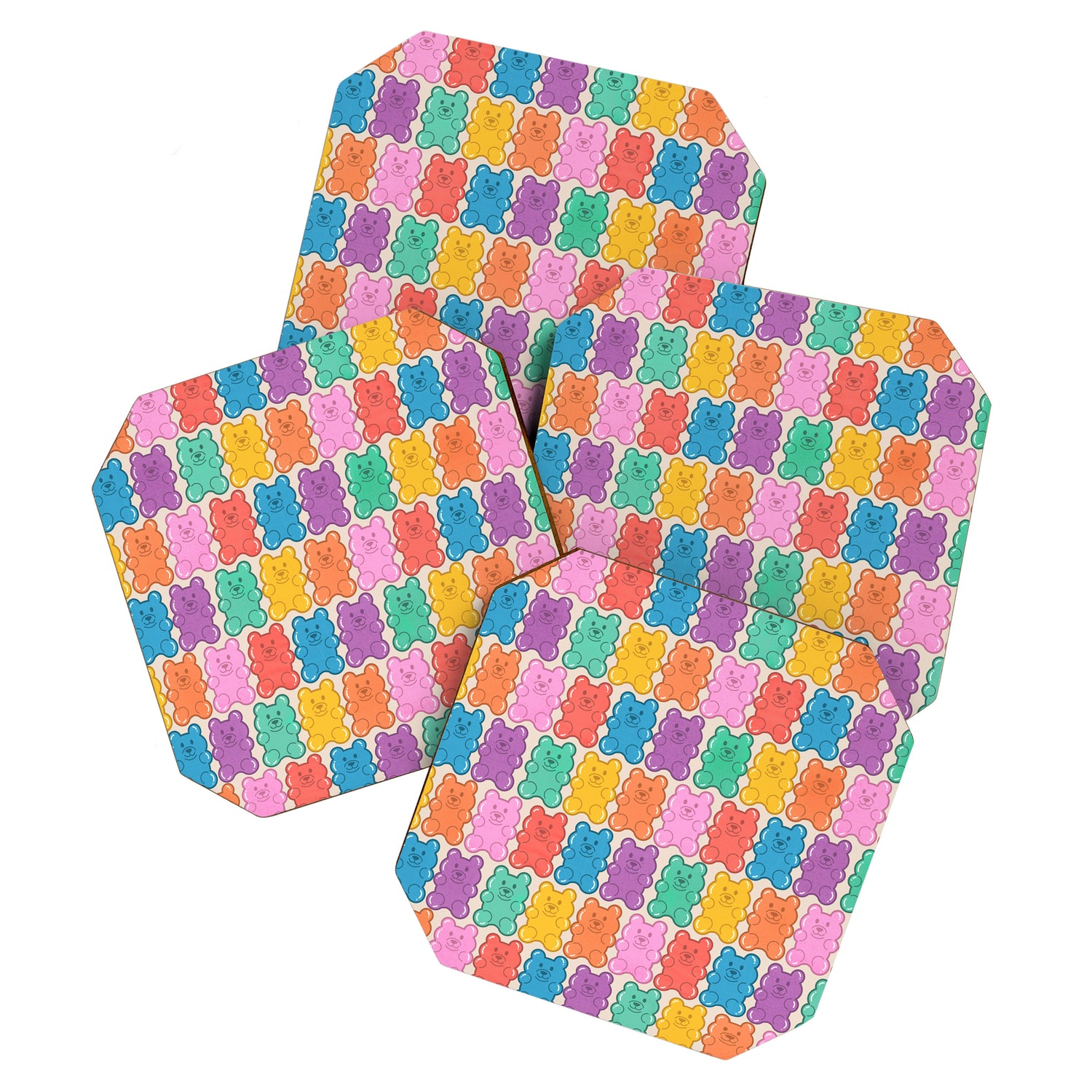 Rainbow Jelly Bears Pattern Coaster Gallery Image 1