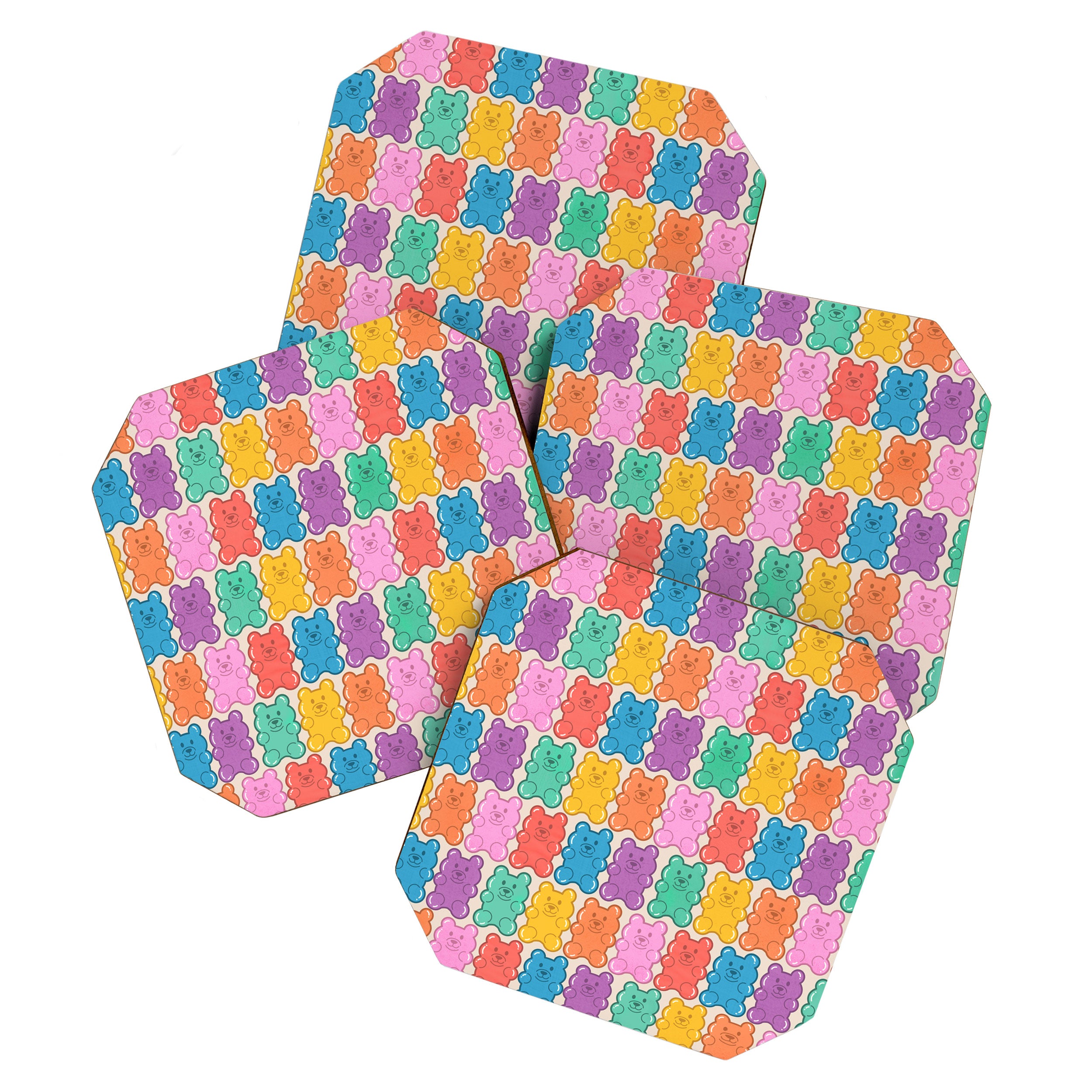 Rainbow Jelly Bears Pattern Coaster Gallery Image 1