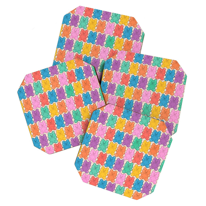 Rainbow Jelly Bears Pattern Coaster Gallery Image 1