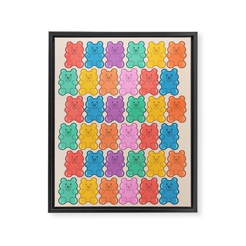 Rainbow Jelly Bears Pattern Framed Canvas Print Gallery Image 8