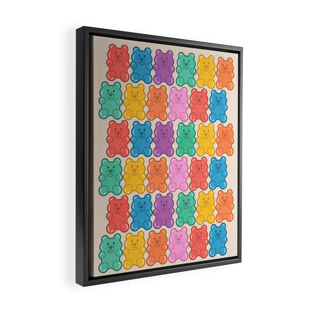 Rainbow Jelly Bears Pattern Framed Canvas Print Gallery Image 2