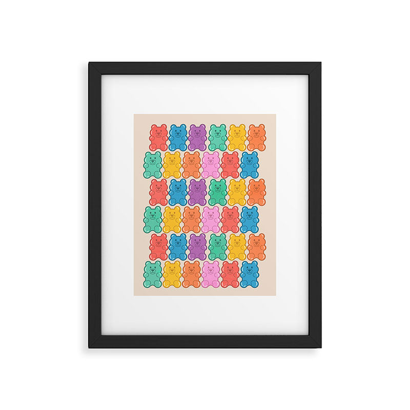 Rainbow Jelly Bears Pattern Framed Art Print Gallery Image 6
