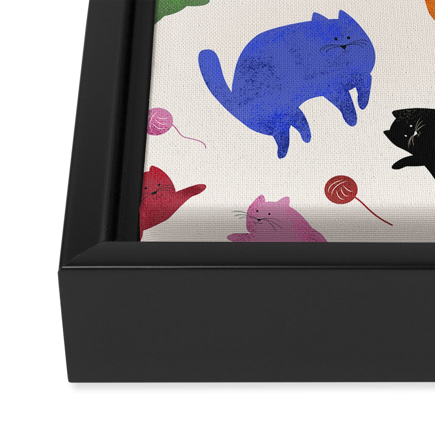 Rainbow Kittens Pattern Framed Canvas Print Gallery Image 3