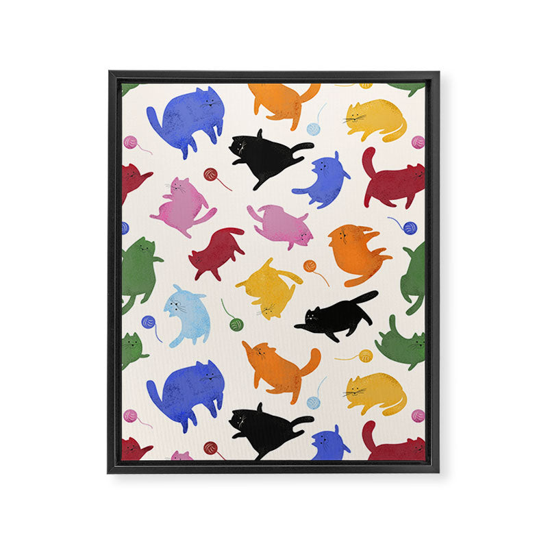 Rainbow Kittens Pattern Framed Canvas Print Gallery Image 8