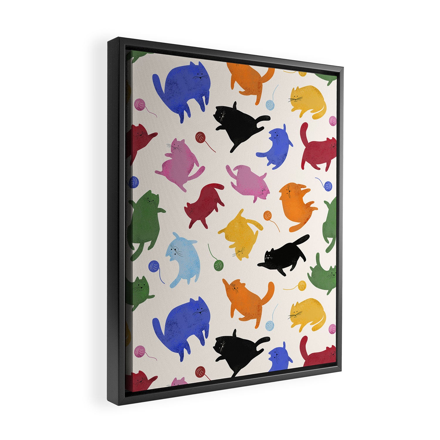Rainbow Kittens Pattern Framed Canvas Print Gallery Image 2