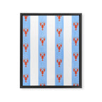 Red Lobsters On Hand-Painted Bright Blue Stripes Framed Canvas Print Gallery Image 8