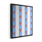 Red Lobsters On Hand-Painted Bright Blue Stripes Framed Canvas Print Gallery Image 2