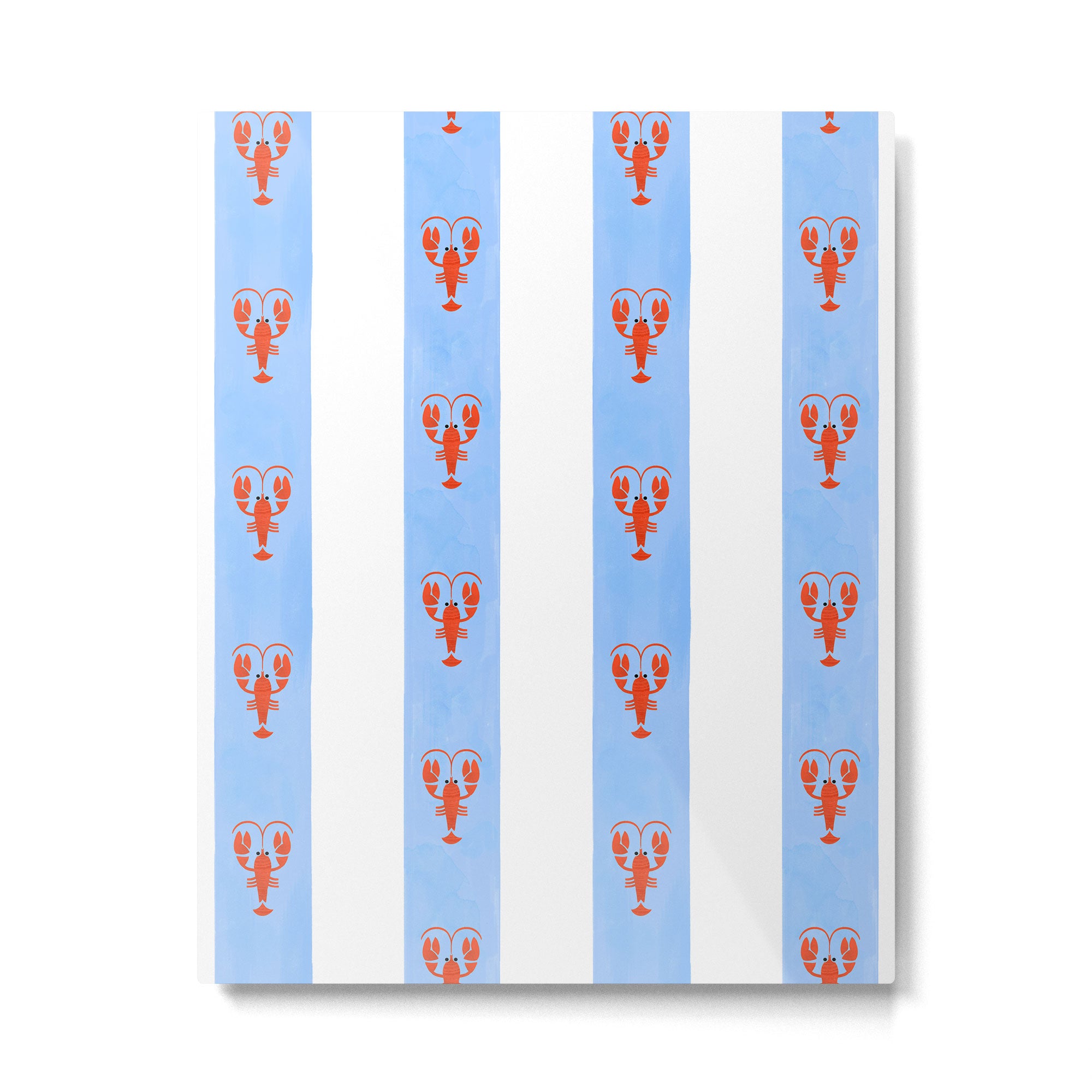 Red Lobsters On Hand-Painted Bright Blue Stripes Metal Print Gallery Image 6