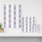 Red Lobsters On Hand-Painted Blue Stripes Canvas Print Gallery Image 3