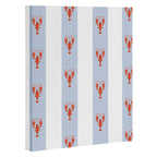 Red Lobsters On Hand-Painted Blue Stripes Canvas Print Gallery Image 3