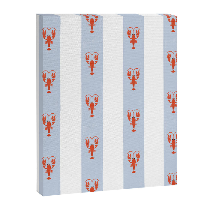 Red Lobsters On Hand-Painted Blue Stripes Canvas Print Gallery Image 1