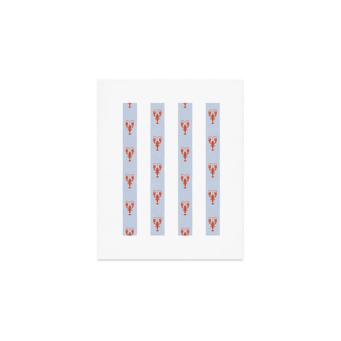 Red Lobsters On Hand-Painted Blue Stripes Art Print Gallery Image 1