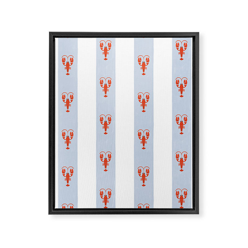 Red Lobsters On Hand-Painted Blue Stripes Framed Canvas Print Gallery Image 8