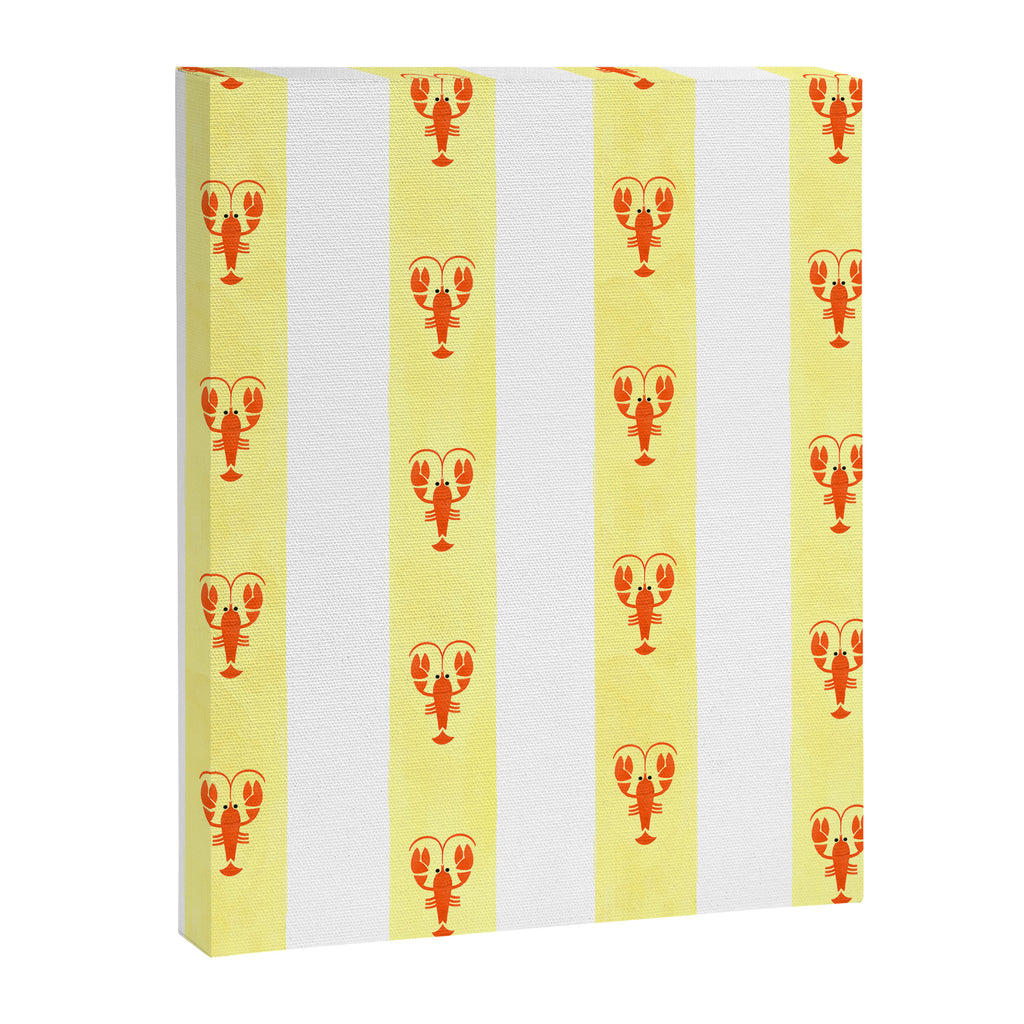 Red Lobsters On Hand-Painted Sunny Yellow Stripes Canvas Print Gallery Image 8
