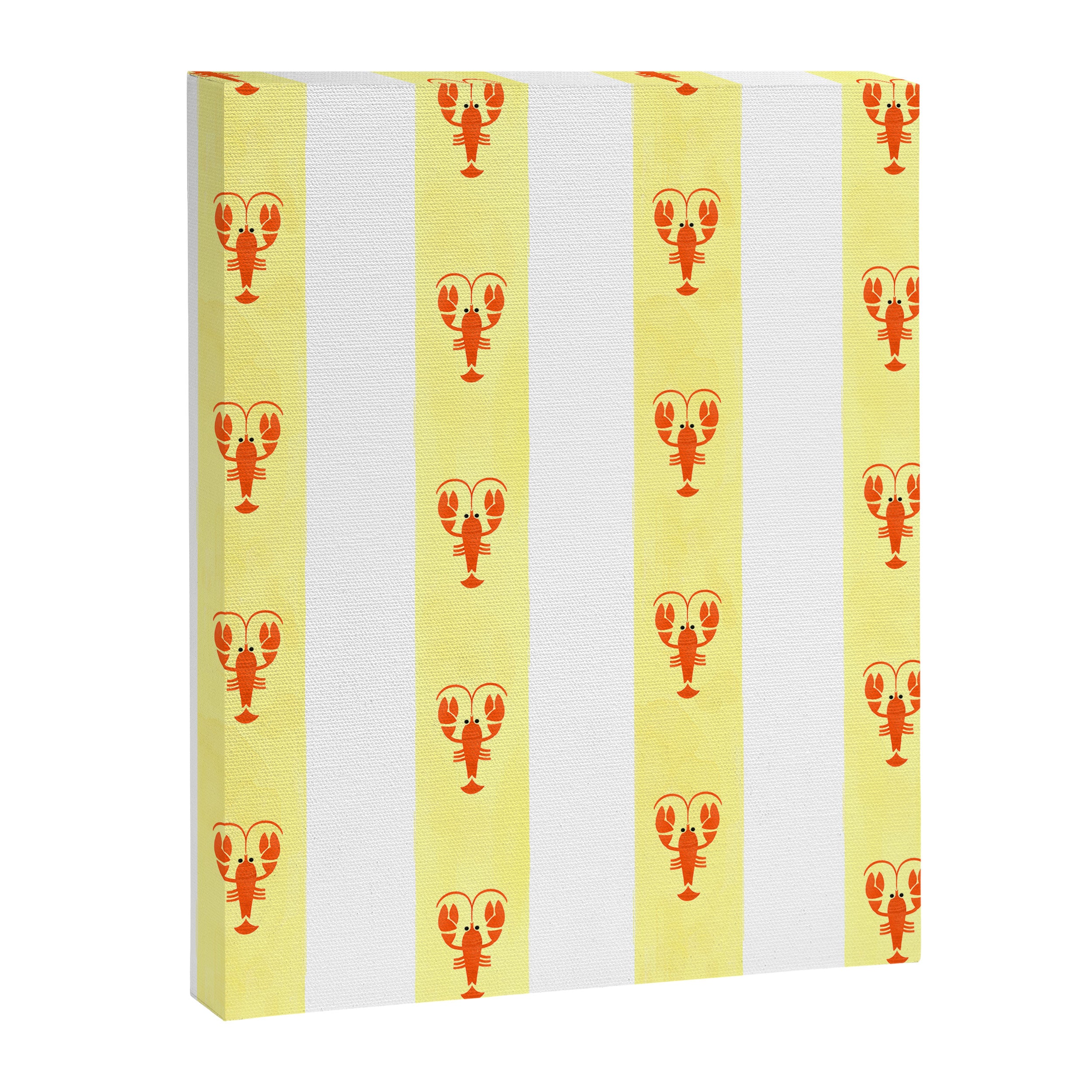 Red Lobsters On Hand-Painted Sunny Yellow Stripes Canvas Print Gallery Image 8