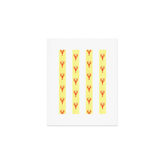 Red Lobsters On Hand-Painted Sunny Yellow Stripes Art Print Gallery Image 1