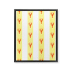 Red Lobsters On Hand-Painted Sunny Yellow Stripes Framed Canvas Print Gallery Image 8