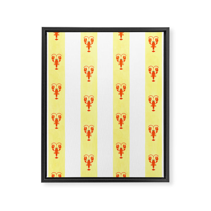 Red Lobsters On Hand-Painted Sunny Yellow Stripes Framed Canvas Print Gallery Image 1