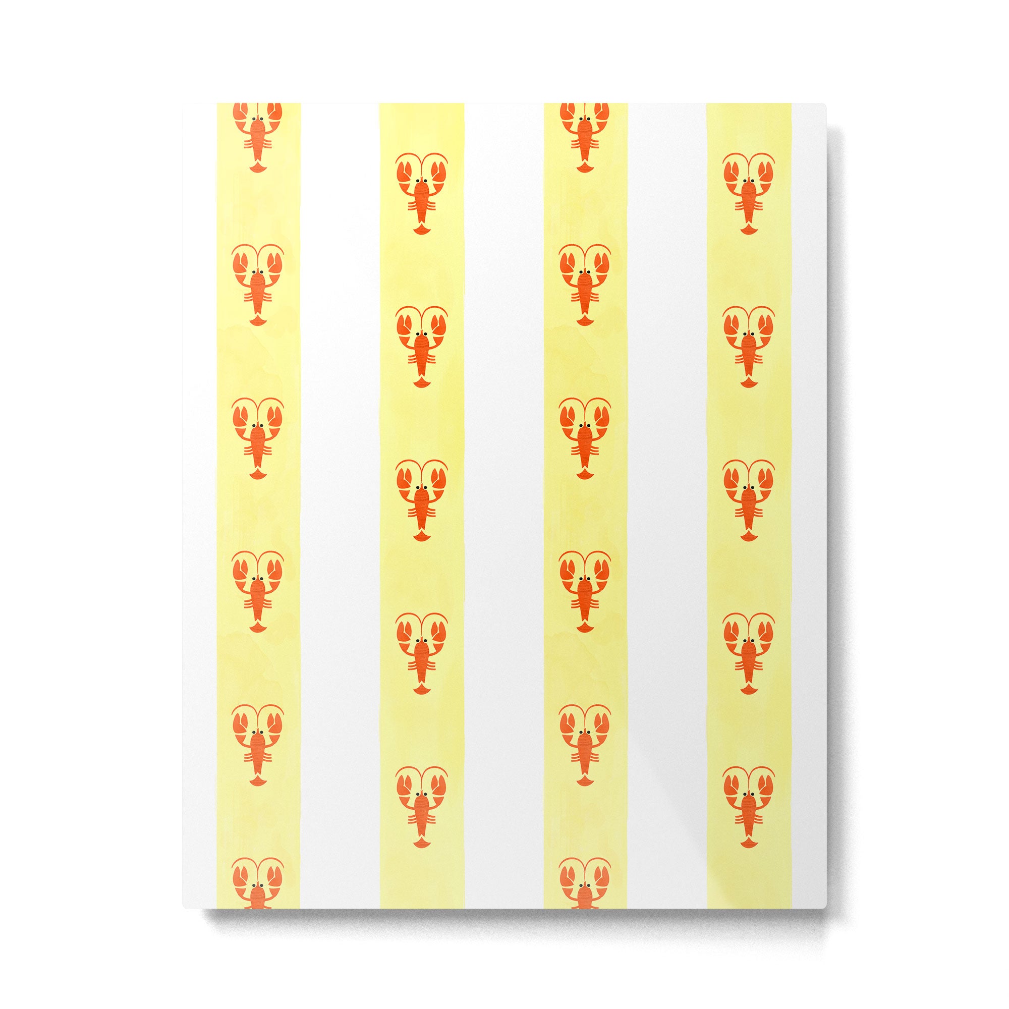 Red Lobsters On Hand-Painted Sunny Yellow Stripes Metal Print Gallery Image 6