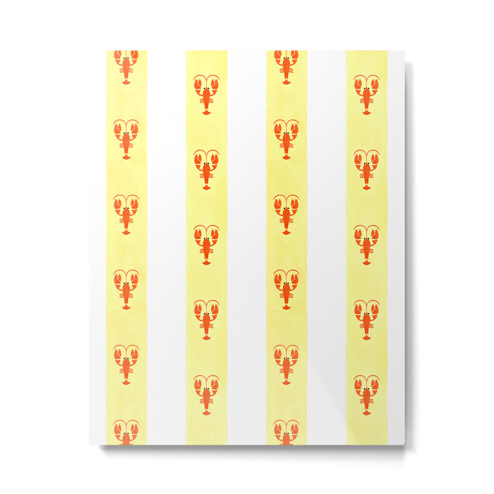 Red Lobsters On Hand-Painted Sunny Yellow Stripes Metal Print Gallery Image 1