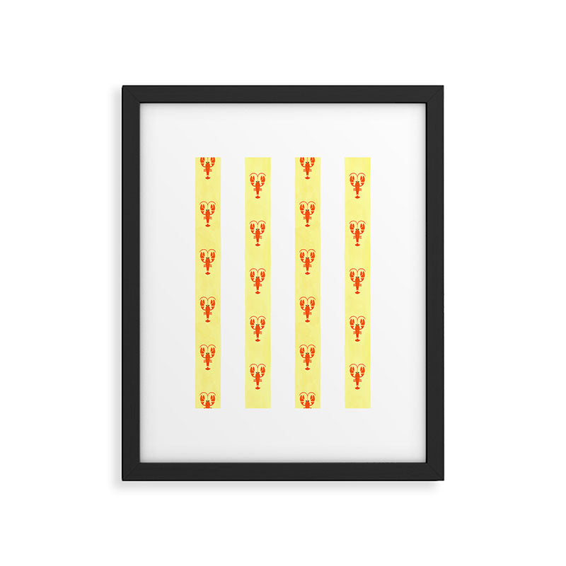 Red Lobsters On Hand-Painted Sunny Yellow Stripes Framed Art Print Gallery Image 6