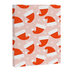 Red Santa Hats & Snowflakes on Linen Pink - Modern Festive Pattern Canvas Print Gallery Image 8