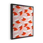 Red Santa Hats & Snowflakes on Linen Pink - Modern Festive Pattern Framed Canvas Print Gallery Image 2