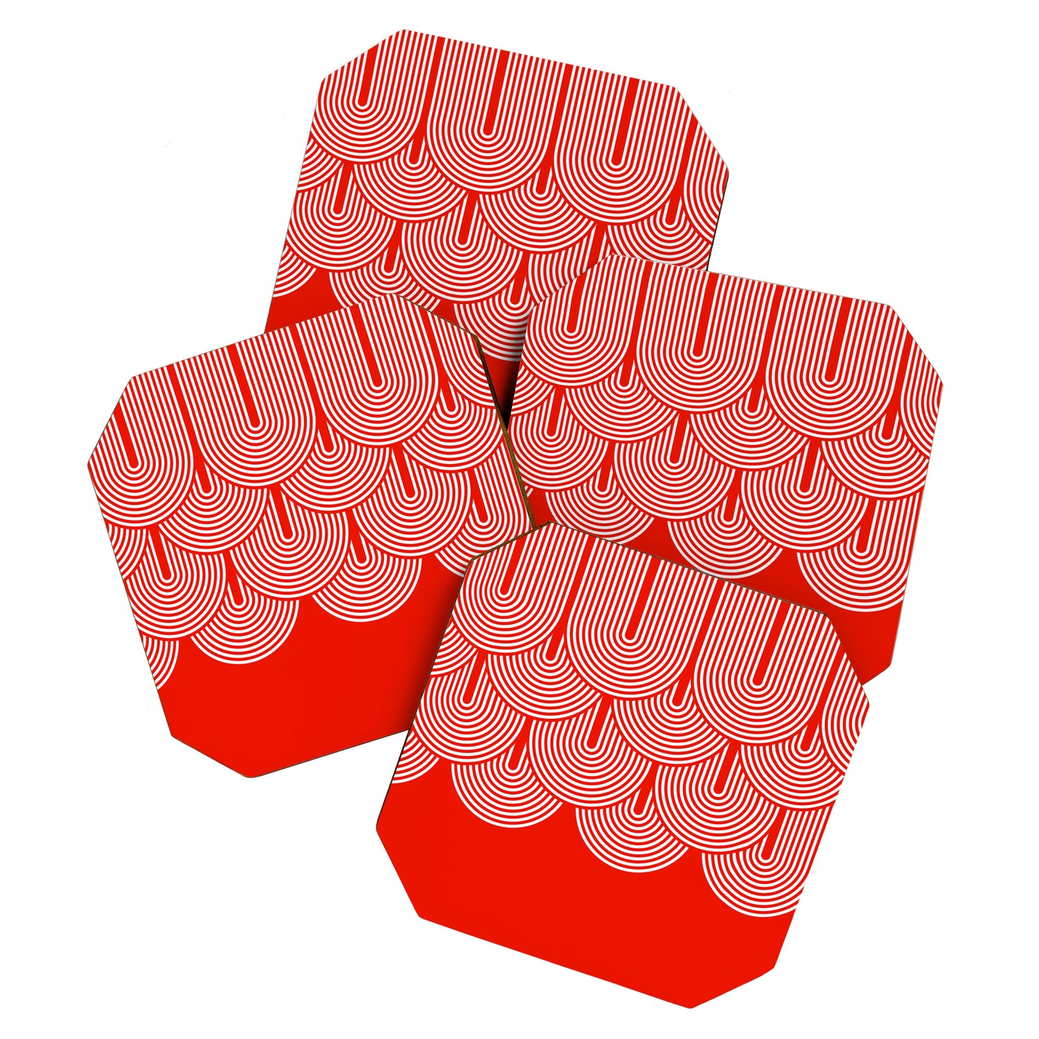 Red shapes pattern Coaster Gallery Image 1