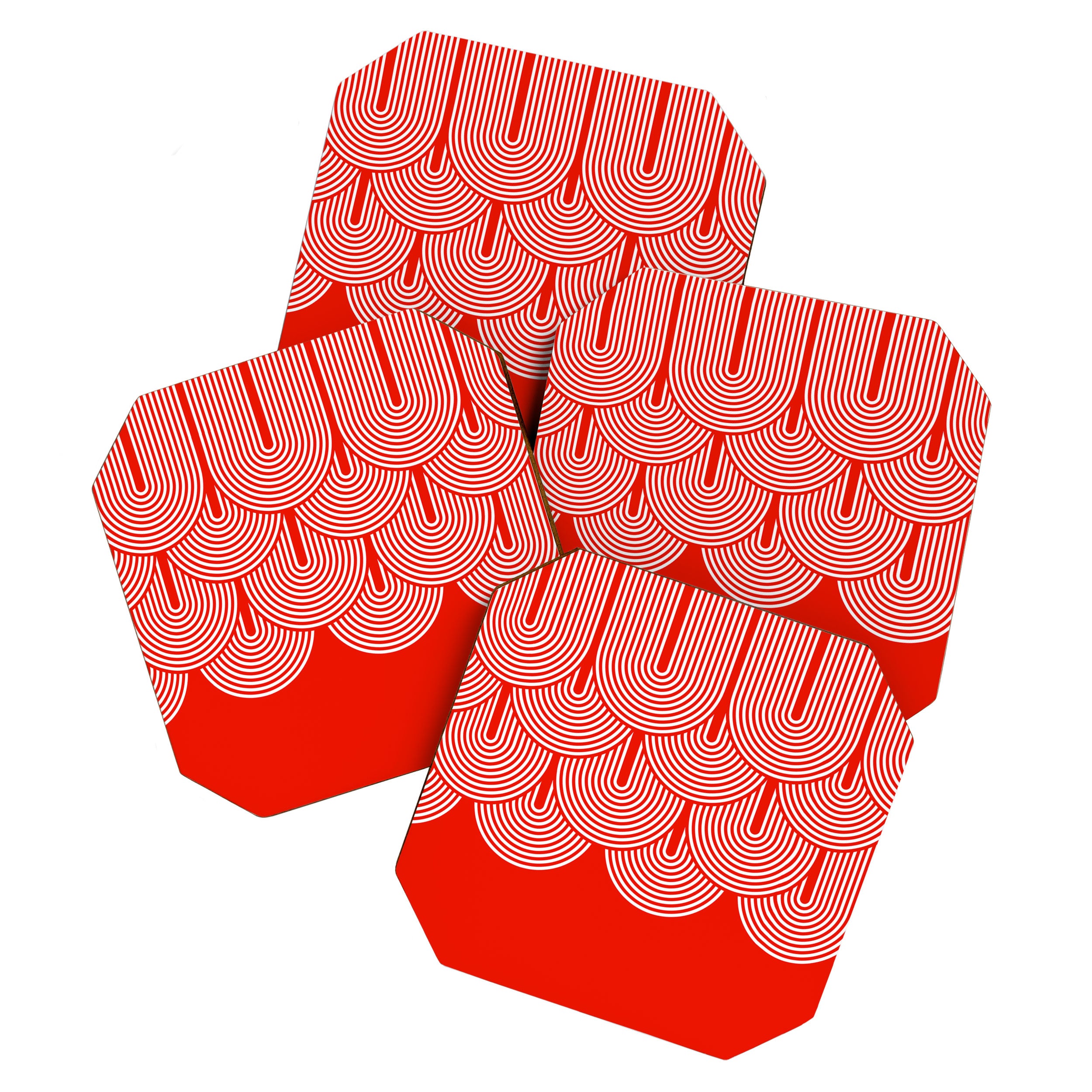 Red shapes pattern Coaster Gallery Image 1