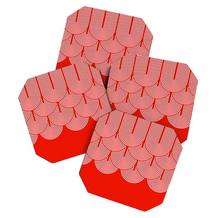 Red shapes pattern Coaster Gallery Image 1