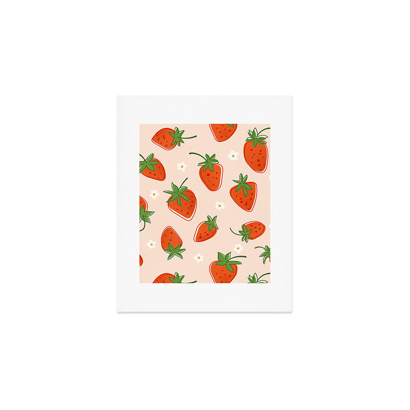 Red Strawberries Pattern Art Print Gallery Image 1