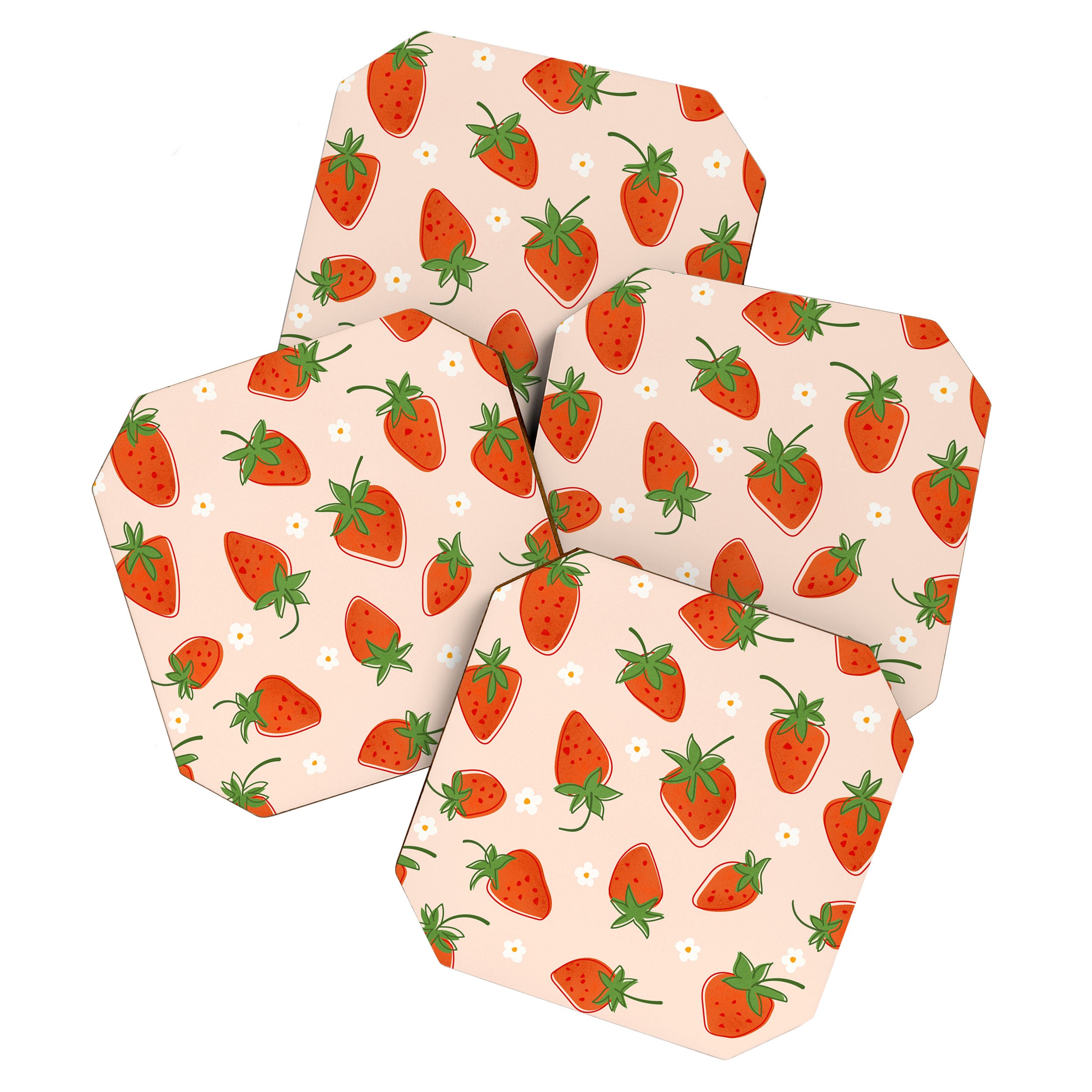Red Strawberries Pattern Coaster Gallery Image 1