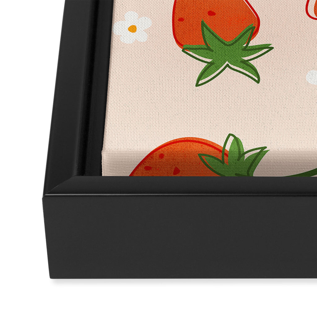 Red Strawberries Pattern Framed Canvas Print Gallery Image 3