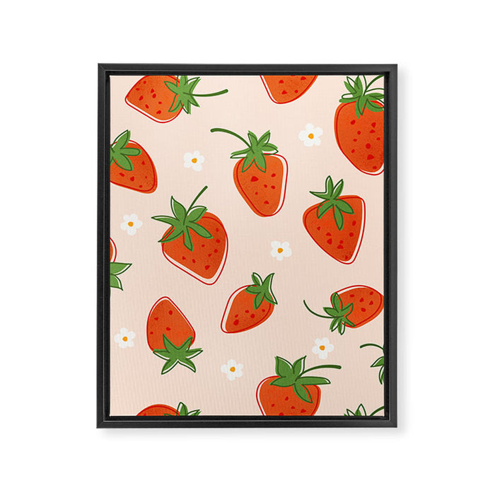 Red Strawberries Pattern Framed Canvas Print Gallery Image 1