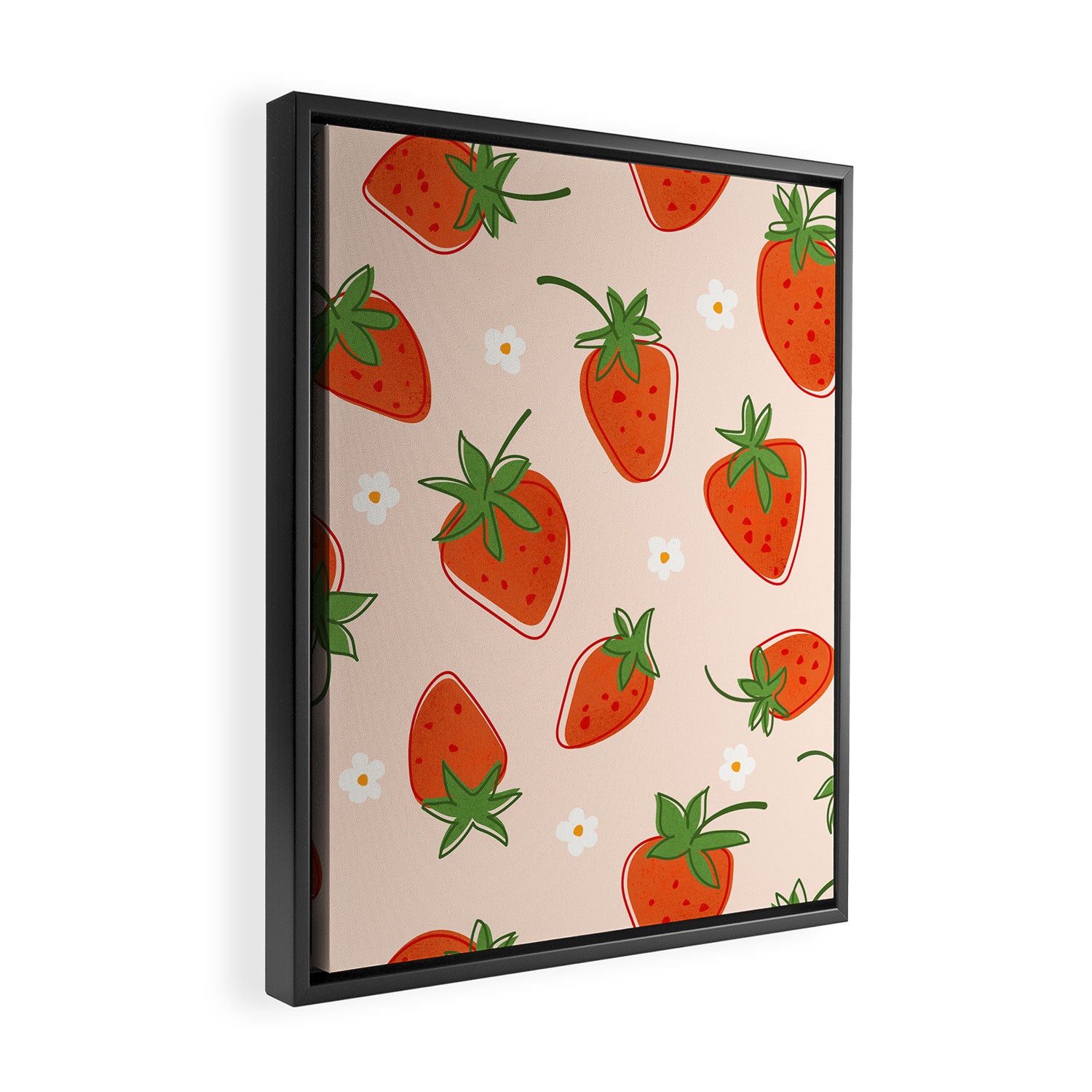 Red Strawberries Pattern Framed Canvas Print Gallery Image 2