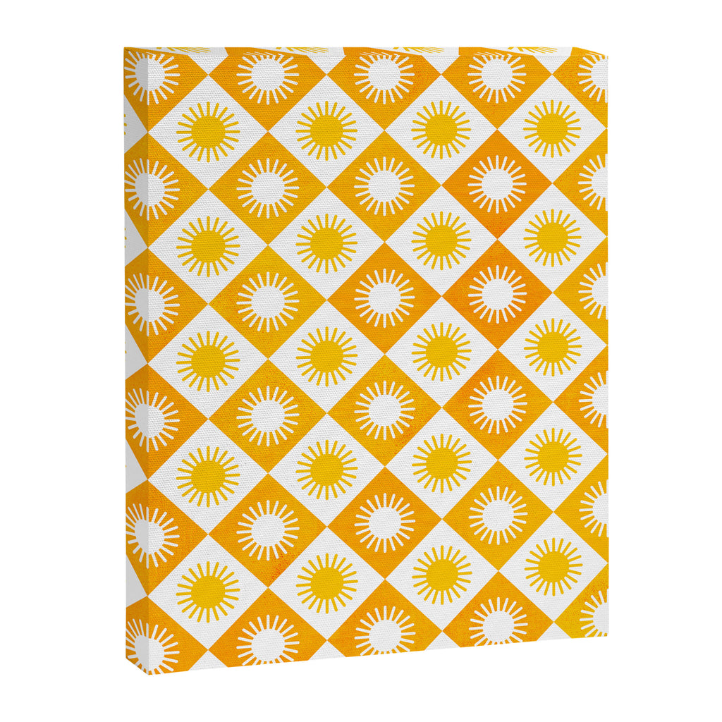 Retro Checkered Yellow Sun Pattern Canvas Print Gallery Image 8