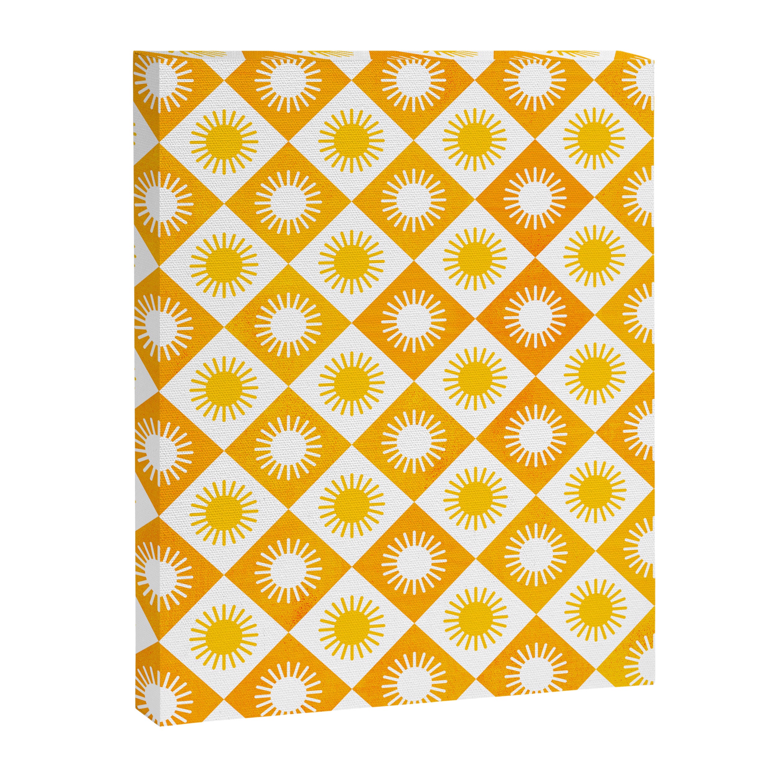 Retro Checkered Yellow Sun Pattern Canvas Print Gallery Image 8