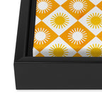 Retro Checkered Yellow Sun Pattern Framed Canvas Print Gallery Image 3