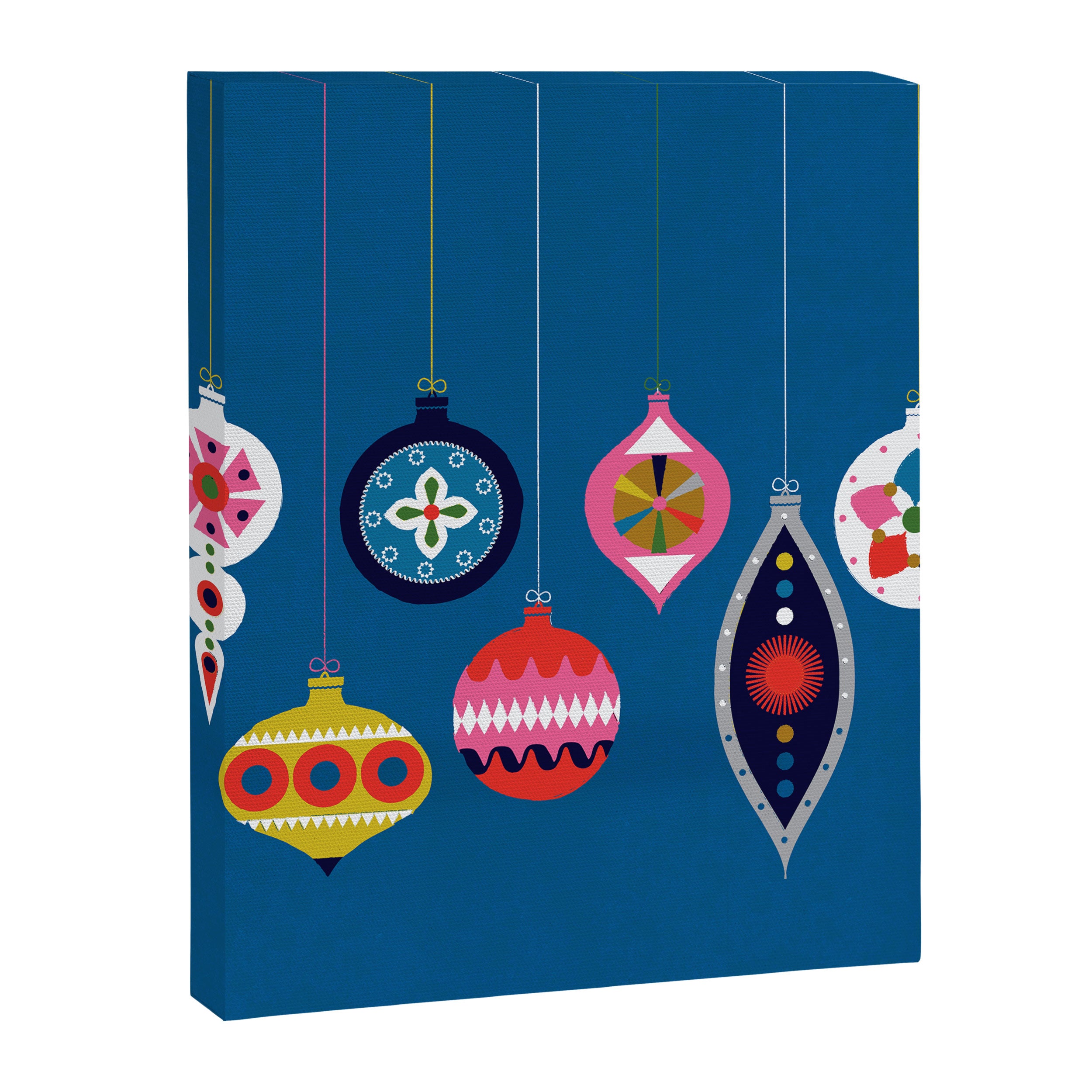 Retro Christmas Baubles on a dark background Canvas Print Gallery Image 8