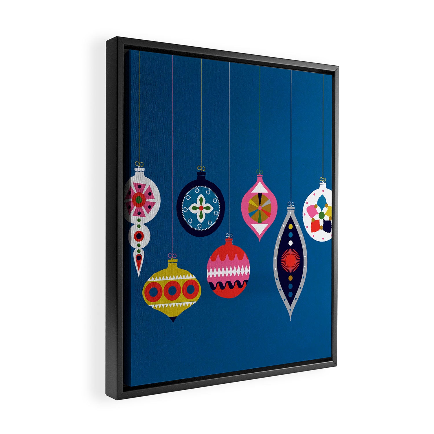 Retro Christmas Baubles on a dark background Framed Canvas Print Gallery Image 2
