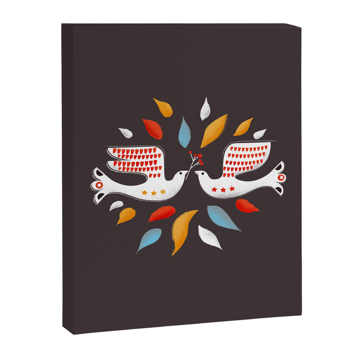 Retro christmas birds illustration Canvas Print Gallery Image 1