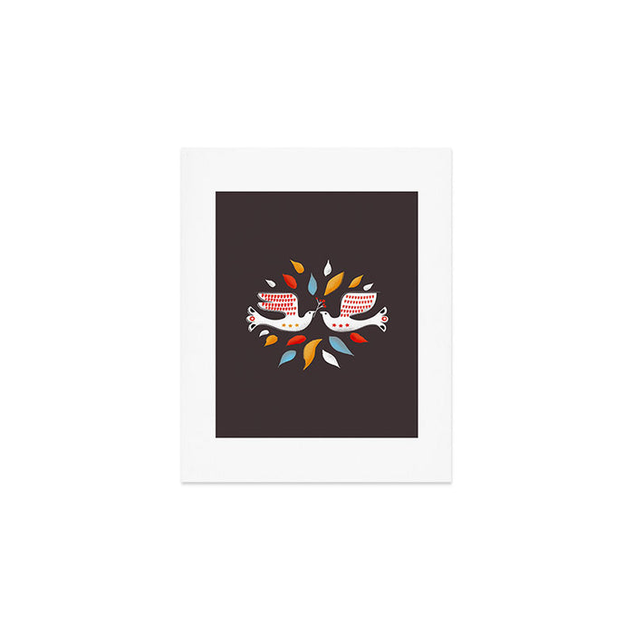 Retro christmas birds illustration Art Print Gallery Image 1