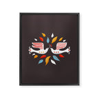Retro christmas birds illustration Framed Canvas Print Gallery Image 8