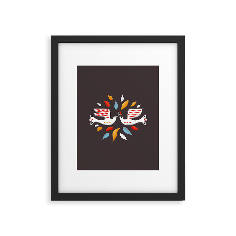 Retro christmas birds illustration Framed Art Print Gallery Image 6