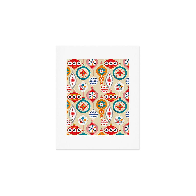 Retro christmas ornaments pattern Art Print Gallery Image 1