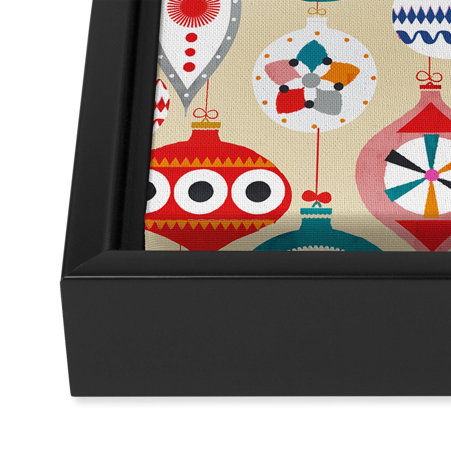 Retro christmas ornaments pattern Framed Canvas Print Gallery Image 3