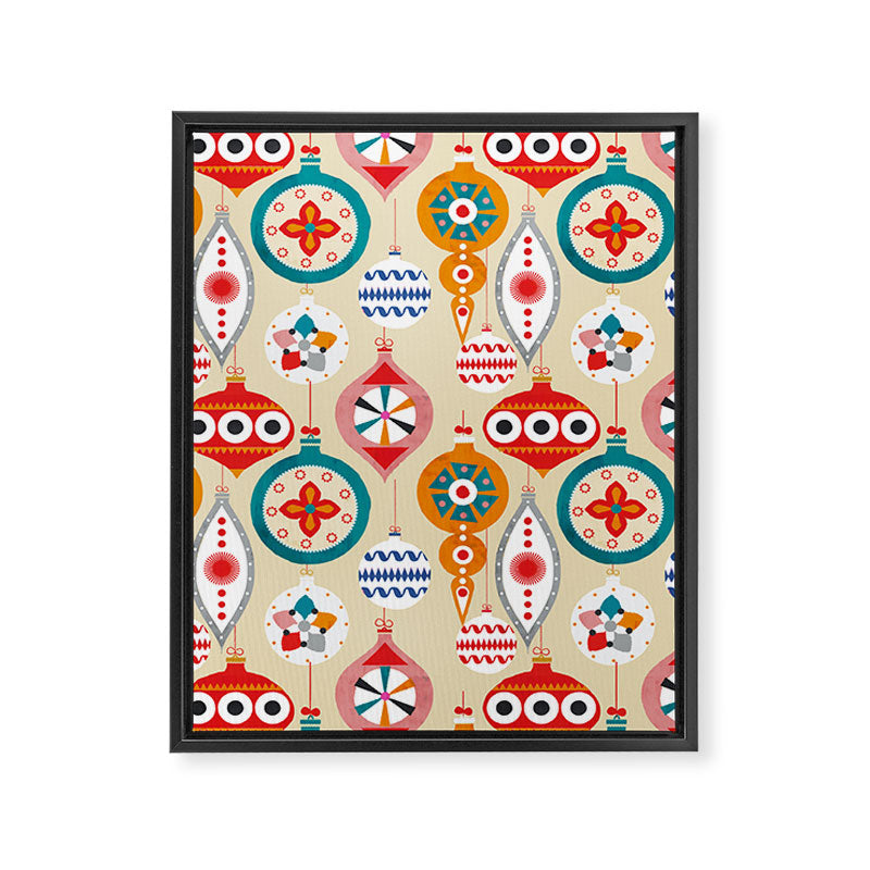 Retro christmas ornaments pattern Framed Canvas Print Gallery Image 6